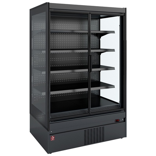 [SCM16-C5] Refrigerated wall element, glass sides, self-service, swinging doors - Black decor