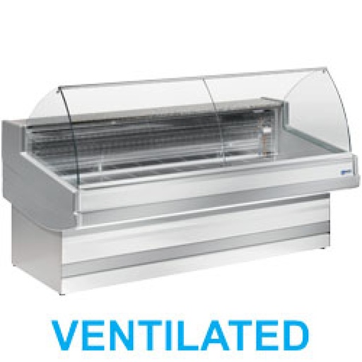[EB35/A3-VV] Ventilated refrigerated counter display with curved glass panel without storeroom