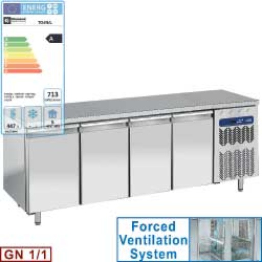 [TG4N/L] Ventilated refrigerated table, 4 doors GN 1/1
