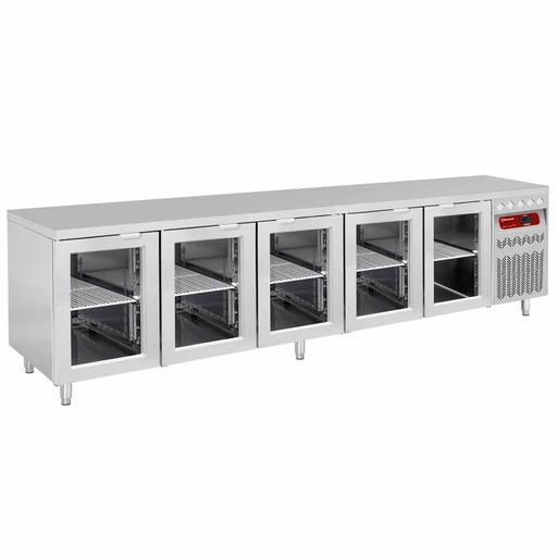 [DT274/P9-VD] Ventilated refrigerated table, 5 glass doors GN 1/1, 700 Lit.