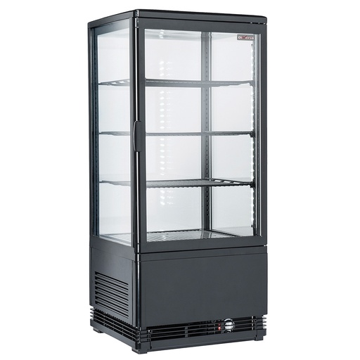 [WR-V4F1-BL-EXPO] Vitrine de table ventilée, 4 faces vitrées, 4 niveaux, 80 litres - "Noire"