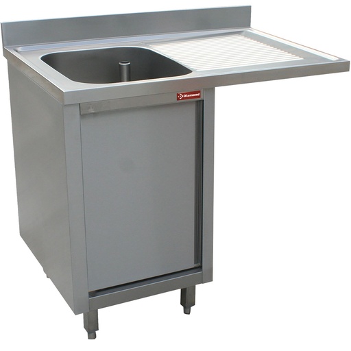 [L1411VD-AS] Plonge 1 cuve, égouttoir à droite, sur armoire 1 porte battante et espace lave-vaisselle